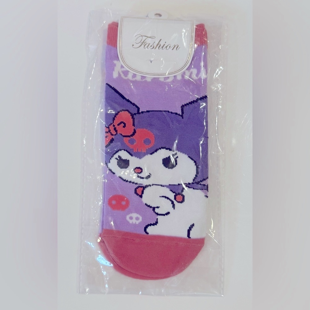 Purple and Red Cartoon Character Socks